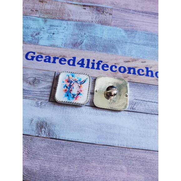 Mule art conchos leather working, leather conchos for tack, mule tack concho set - Picture 3 of 6